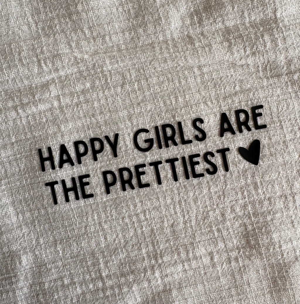 3D strijkapplicatie ‘Happy girls are the prettiest’