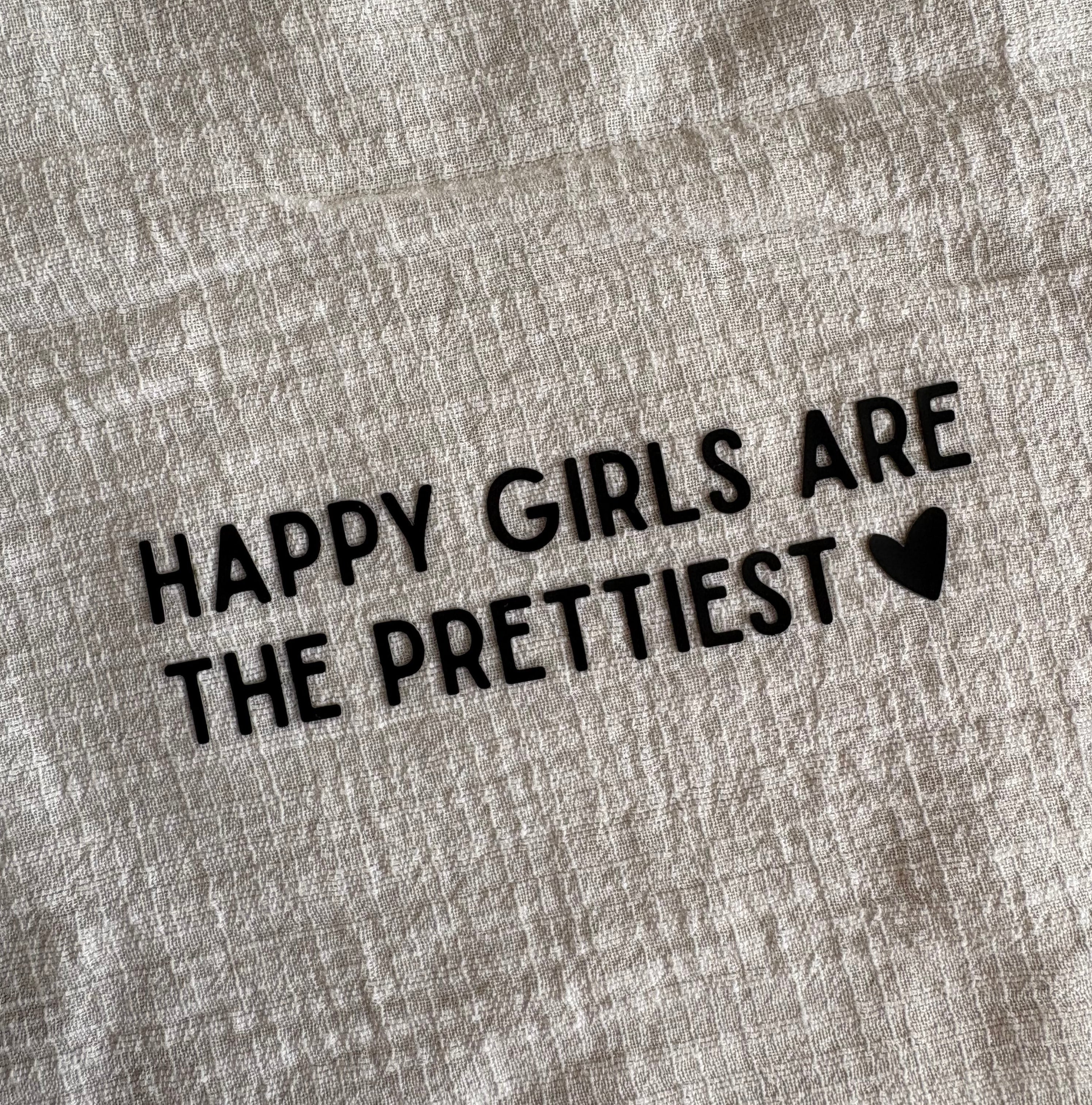 3D strijkapplicatie ‘Happy girls are the prettiest’
