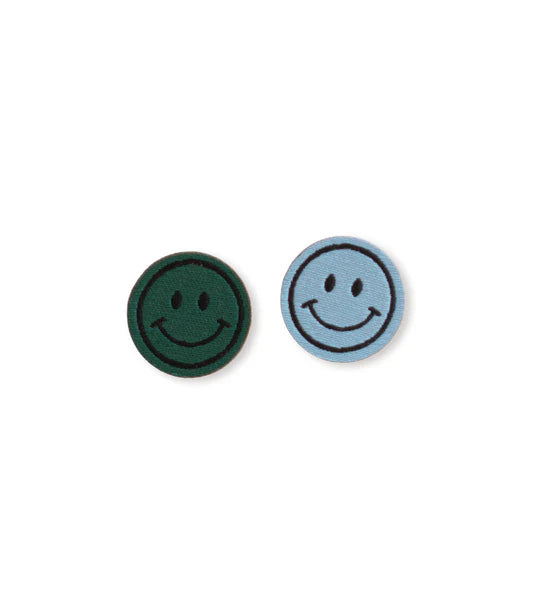 Patch 'mini smile' - 2-pack blauw/groen